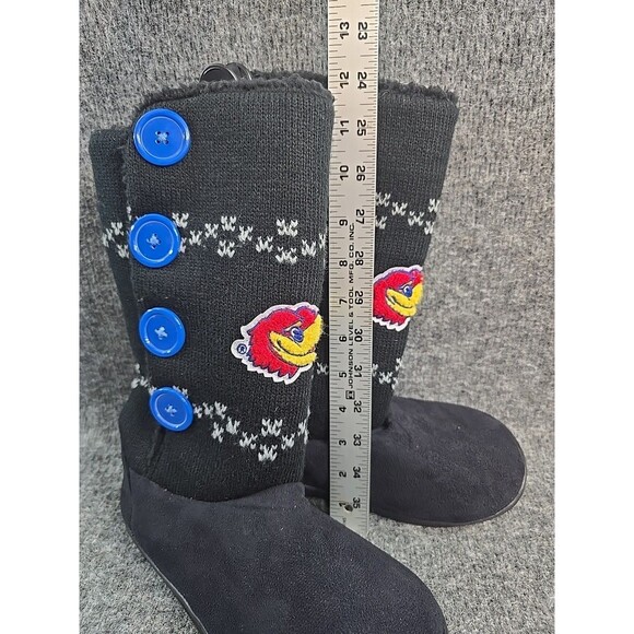 Kansas Jayhawks Size Medium 7/8 Women's Boots Winter Knit Fleece Button - Picture 2 of 9